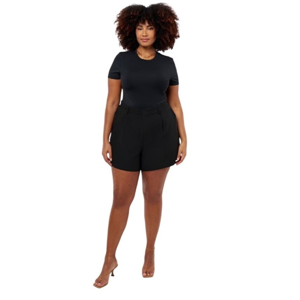 Edited by Remi Bader Womens Black High Rise‎ Pleated Trouser Shorts Size 12 NWT